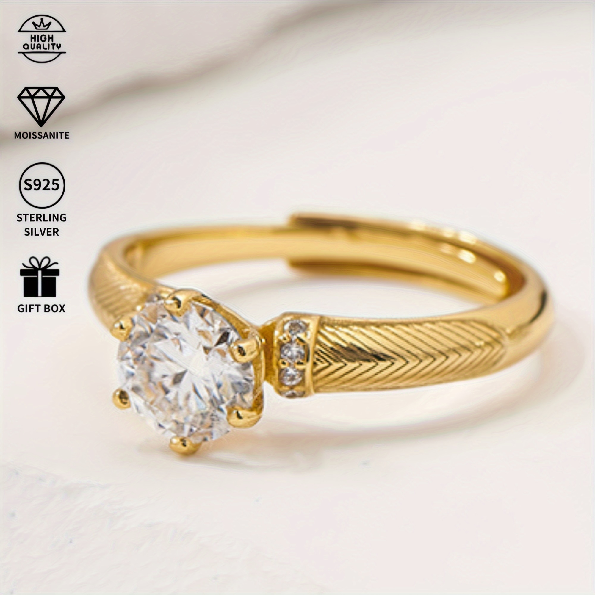 Vintage-Inspired 8ct Moissanite Ring in S925 Silvery